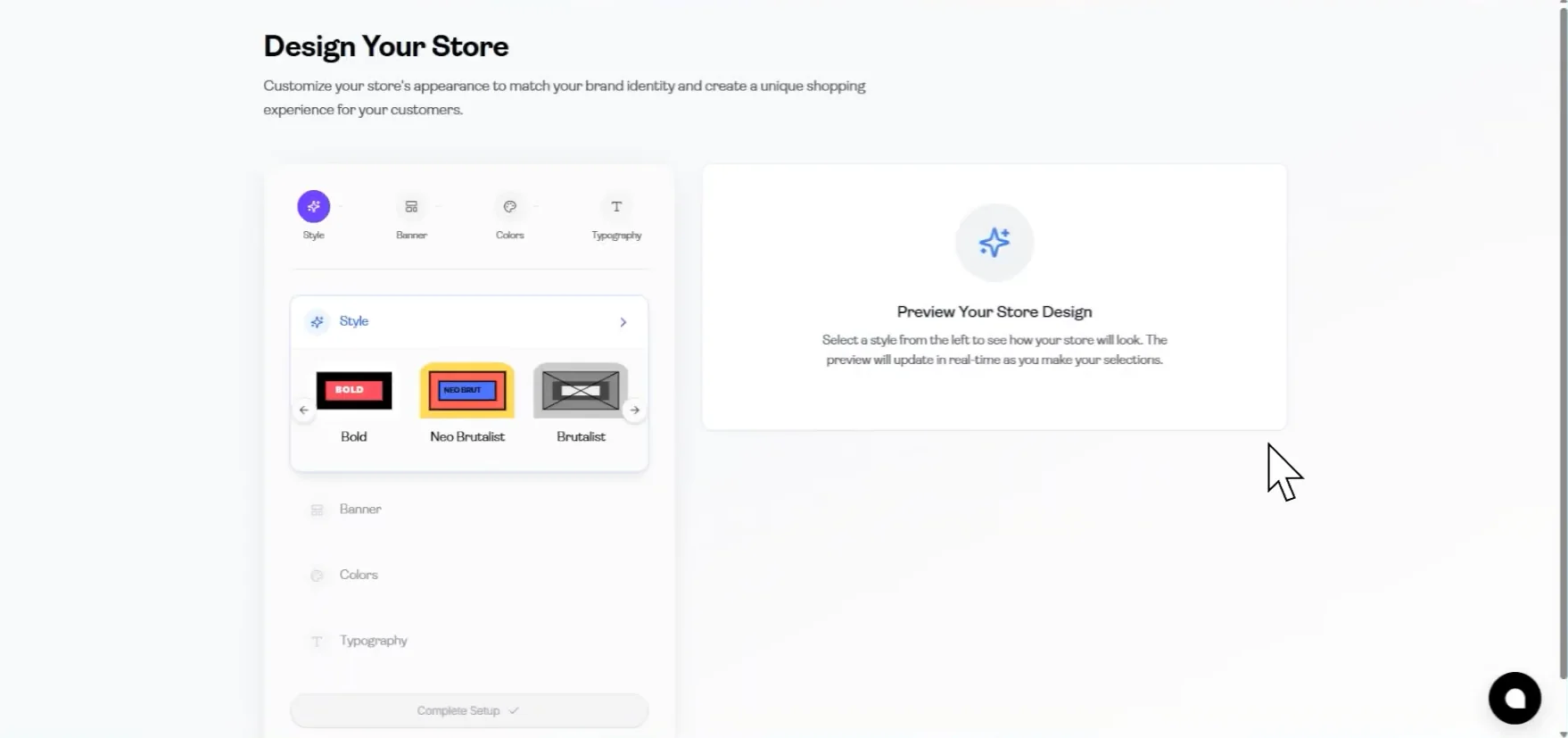 Open the Store Customization Section