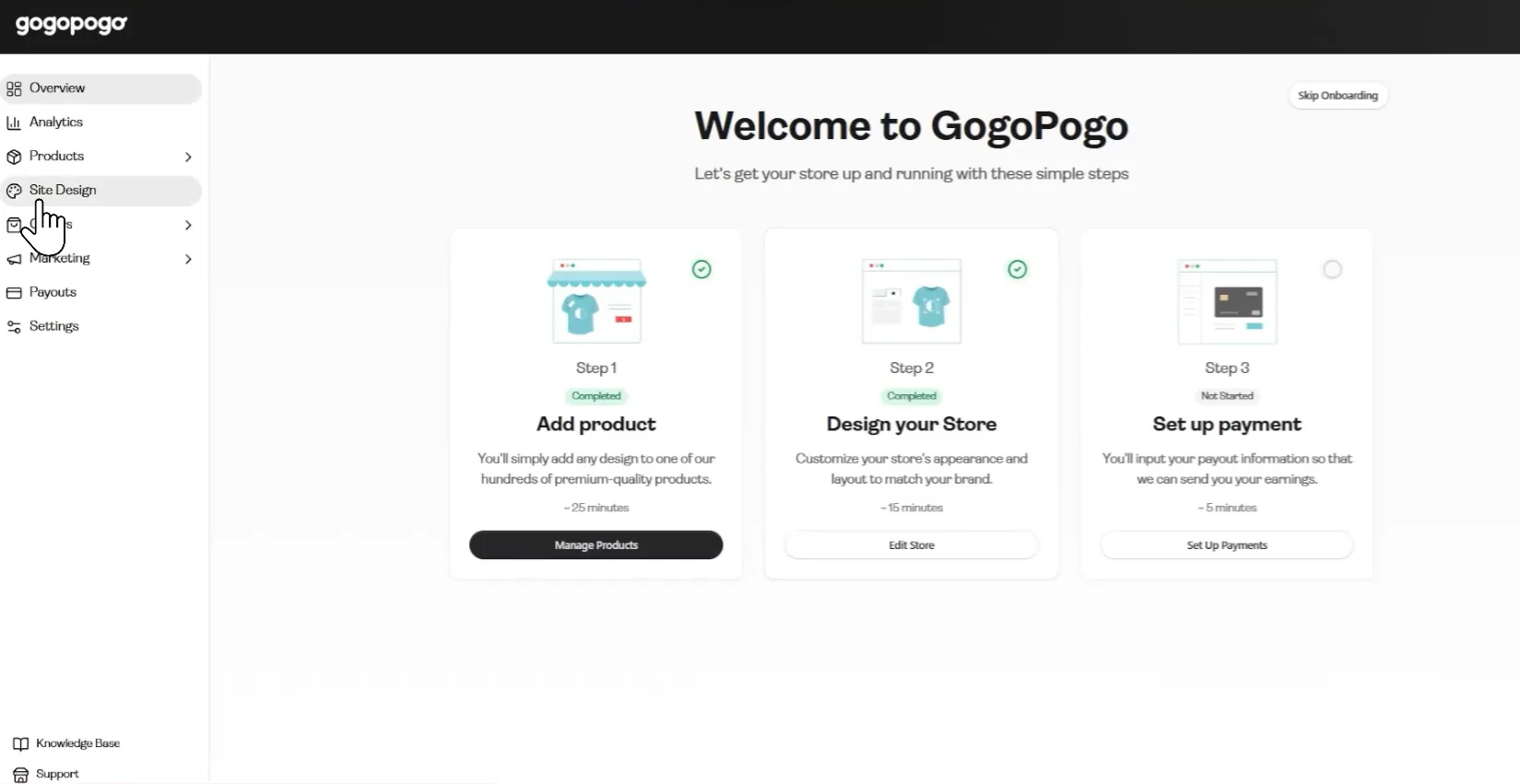 Access the Store Customization Section