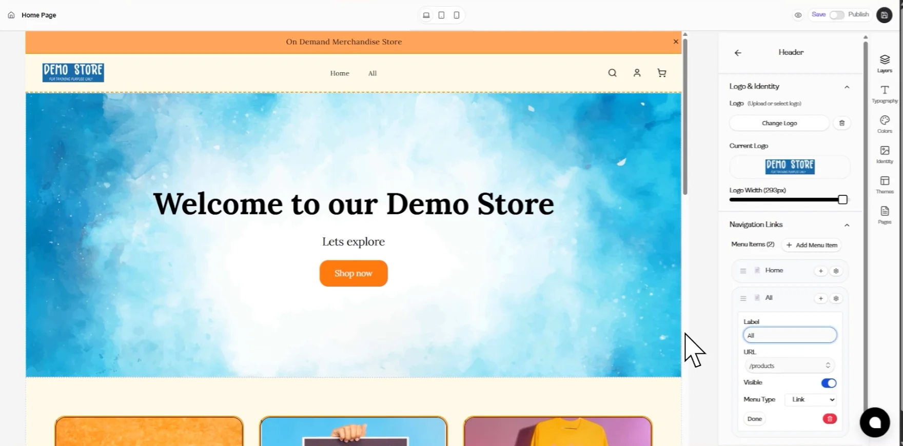 Customize Header (Logo & Navigation)